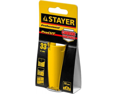 Коронка кольцевая STAYER PROFESSIONAL с карбидно-вольфрамовой крошкой, d=33мм 33345-33