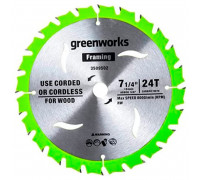 Пильный диск по дереву GREENWORKS 184x20 мм, 24T 2943407