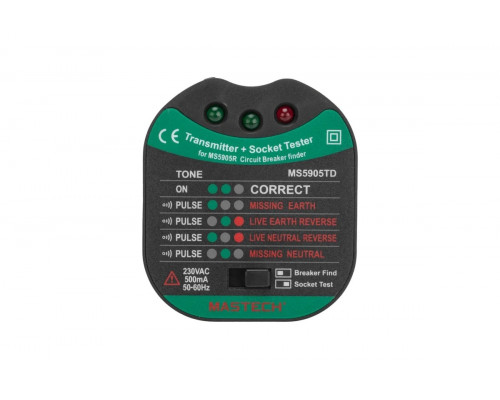 Тестер розеток MASTECH 13-1265 с детектором автоматов MS5905RTD