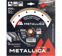 Алмазный диск для резки гранита METALLICA Ultra 200x25,4/22,2 мм, H=10 мм тонкий турбо 900635