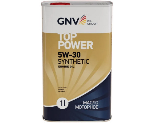 Масло моторное GNV Top Power 5W30 Synthetic 1 л (металл. канистра) GTP1011872020010530001