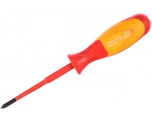 Отвертка крестовая диэлектрическая GROSS 12946 PH0х75 мм, до 1000B