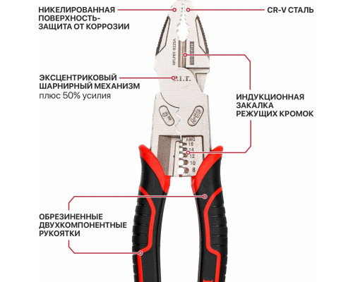 Плоскогубцы P.I.T. HPLP01-0225A DRUA многофункциональные усиленные 225мм