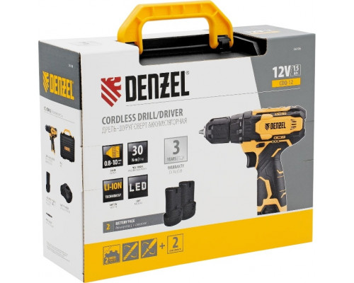 Дрель-шуруповерт аккумуляторная Denzel CDQ-12 26106