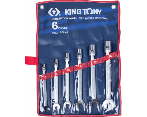 Набор ключей комбинированных с шарниром KING TONY 1B06MR, 6 предметов