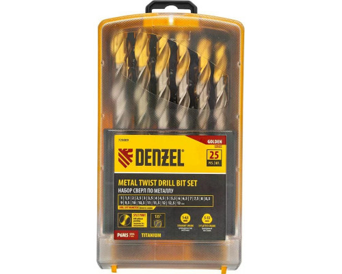 Набор сверл по металлу Denzel 723009 1-13 мм, 25 шт.