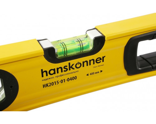 Уровень строительный HANSKONNER HK2015-01-0400 алюминиевый 400 мм, 3 колбы, магнит