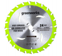 Пильный диск по дереву GREENWORKS 165x1.6x20 мм, 24T 2955707