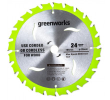 Пильный диск по дереву GREENWORKS 165x1.6x20 мм, 24T 2955707