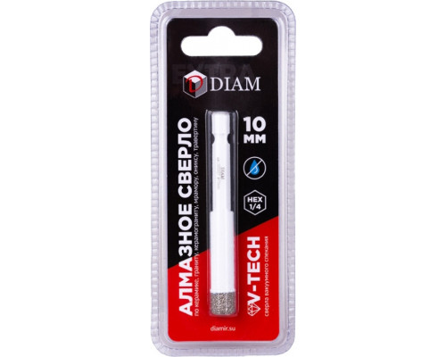 Сверло алмазное DIAM 10x35x1/4 HEX-E Extra Line V-TECH (в спекание) 320327