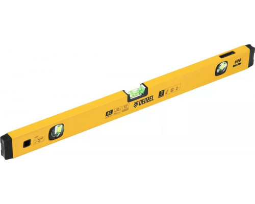 Уровень строительный Denzel 33691 магнит., 3 глазка (1 зеркал.), 0,5 мм/м, 600 мм