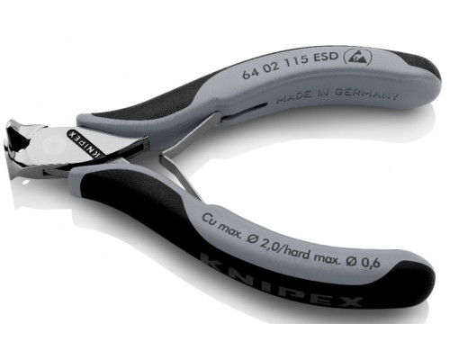 Кусачки KNIPEX KN-6402115ESD торцевые для электроники с маленькой фаской
