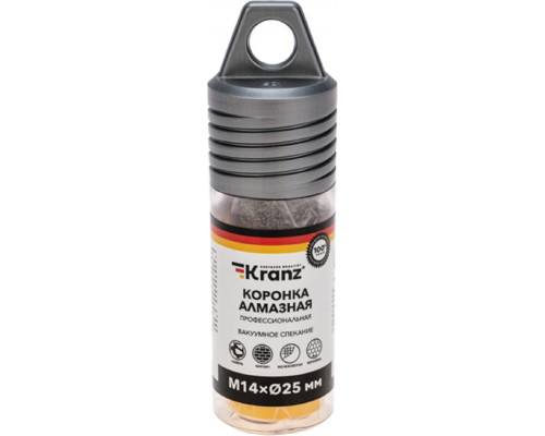 Алмазная коронка для сухого сверления Kranz KR-92-1012 по керамограниту и железобетону М14, 25мм