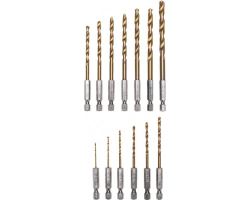 Набор сверл по металлу Kranz KR-91-0622 1,5-6,5мм (через 0,5мм, 3,2мм, 4,8мм) 13 шт.