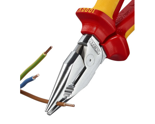 Плоскогубцы диэлектрические KNIPEX KN-0826185 остроконечные с удлиненными губками, 185 мм