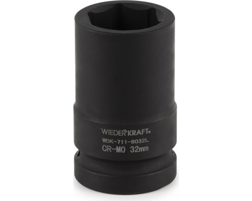 Ударная головка глубокая 6-гранная 1" 32 мм WiederKraft WDK-711-8032L