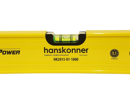 Уровень строительный HANSKONNER HK2015-01-1000 алюминиевый 1000 мм, 3 колбы, магнит