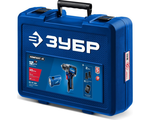 Дрель-шуруповерт аккумуляторная ЗУБР DB-121-22F КОМПАКТ #4 (LED фонарь, 2 АКБ, кейс)