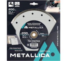Алмазный диск для резки керамики METALLICA Optima 200x25,4/22,2 мм, H=7 мм несегментный 900208