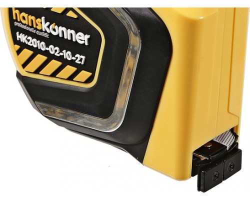 Рулетка HANSKONNER HK2010-02-10-27 противоударная с обрезиненным корпусом и магнитом