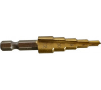 Сверло по металлу Sturm 1055-S412 ступенчатое 4-12мм, шаг 2мм, hss+tin прямое