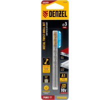 Сверло по металлу Denzel Р6М5, Golden Tip спиральное 3х100 мм, удлиненное, 2шт 718247