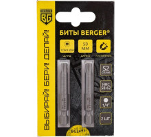 Бита для заворачивания BERGER BG2417 TORX T30Hx50мм c отверстием 2 шт., S2