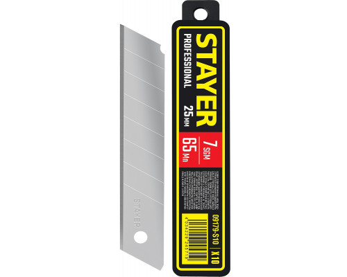 Лезвие для ножа STAYER 09179-S10 сегментированные 25 мм, 10 шт