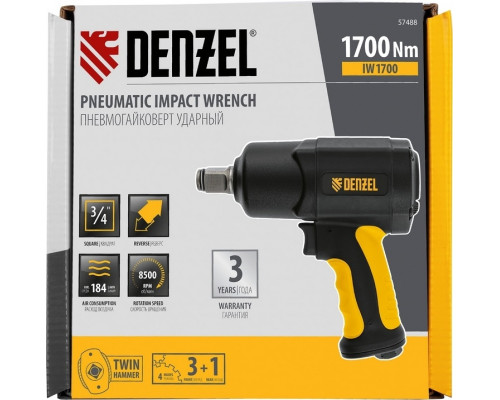 Гайковерт пневматический Denzel IW1700 ударный 3/4