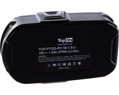 Аккумулятор TopON для Ryobi 18В, 1.5Ah (Li-Ion) TOP-PTGD-RY-18-1.5-Li