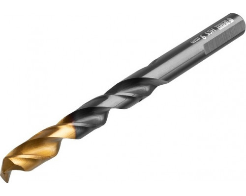 Сверло по металлу Denzel HSS-Tin, Golden Tip 9 мм, 8 шт 717221