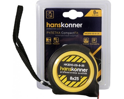Рулетка HANSKONNER HK2010-03-8-25 с мощным магнитом