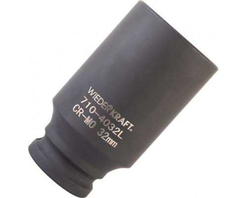 Ударная головка глубокая 6-гранная 1/2" 32 мм WiederKraft WDK-710-4032L