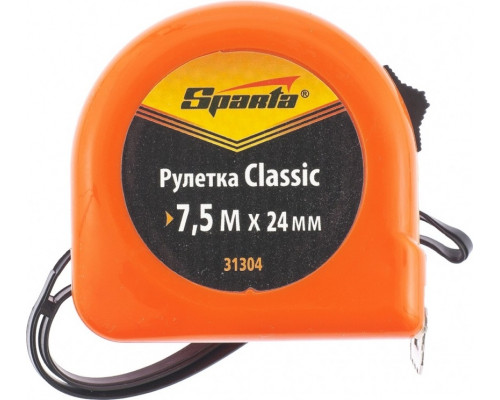 Рулетка Sparta Classic, 7.5 мх24 мм пластиковый корпус// 31304