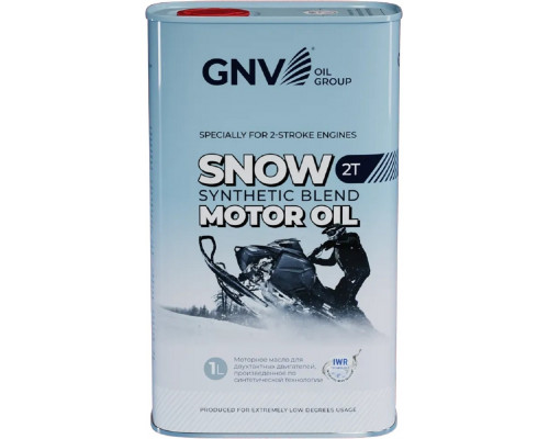 Масло для 2-тактных снегоходов GNV Snow 2T 1 л, синтетическое (металл. канистра) GS2T0013114101654200001