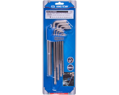 Набор ключей TORX KING TONY 20319PRU T10-T50, длинные, 11 предметов
