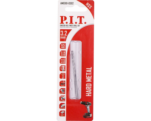 Сверло по металлу P.I.T. AMED01-0302 3,2x65мм