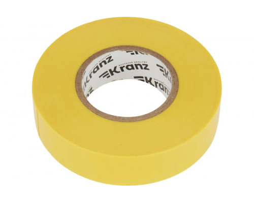 Изолента Kranz KR-09-2802 ПВХ профессиональная 0,18х19 мм х20 м, желтая