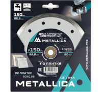 Алмазный диск для резки керамики METALLICA Optima 150x22,2 мм, H=7 мм несегментный 900185