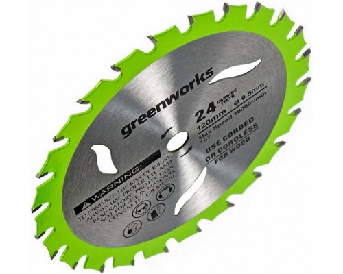 Пильный диск по дереву GREENWORKS 120х9,5 мм, 24T 2952507