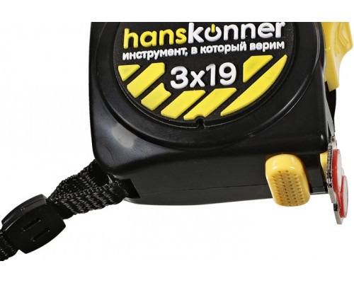 Рулетка HANSKONNER HK2010-04-3-19 3x19 м, 2 стопа, мощный магнит