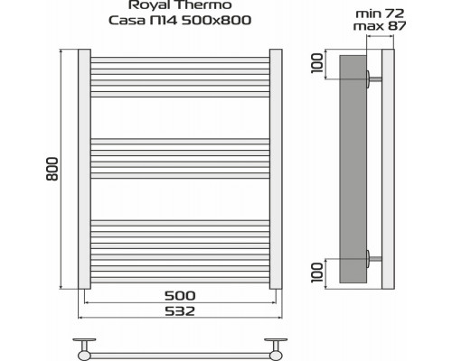 Полотенцесушитель ROYAL THERMO Casa black П14 500х800 НС-1434001