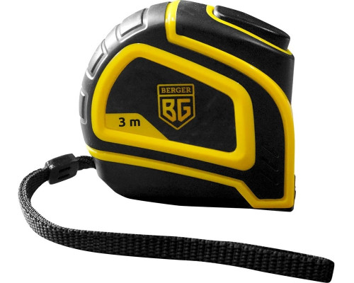 Рулетка BERGER BG1757 ударопрочная с автостопом 3 м × 19 мм