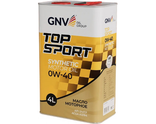 Масло моторное GNV Top Sport 0W40 4 л (металл. канистра) GTS1021802010010040004