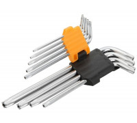 Набор ключей TORX TOLSEN TT20056 Г-образных T10H-T50H, удлиненные, с отверстием, 9
