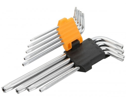 Набор ключей TORX TOLSEN TT20056 Г-образных T10H-T50H удлиненных с отверстием, 9 шт
