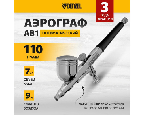 Краскопульт пневматический Denzel AB1 с верхним бачком 57313