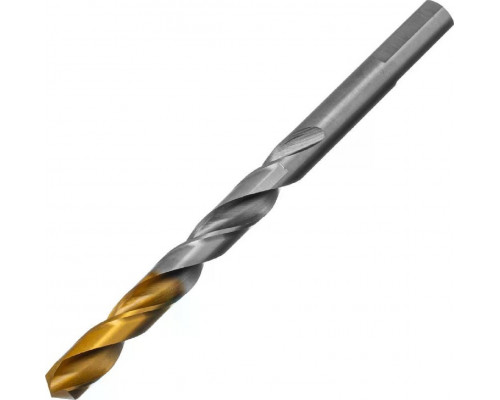 Сверло по металлу Denzel Р6М5, Golden Tip спиральное 9x125мм 718241