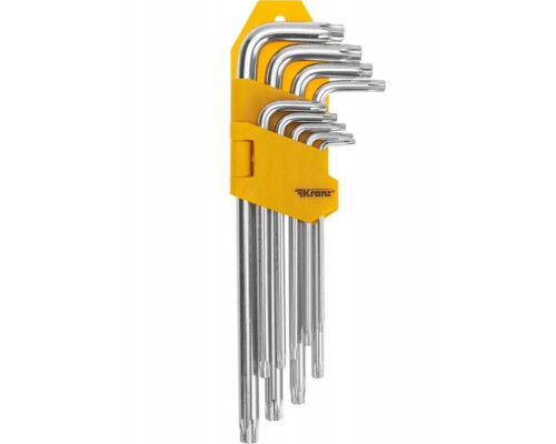 Набор ключей шестигранных Kranz KR-12-5221 Tamper-Torx, 9 шт., TT10-TT50, закаленные, удлиненные