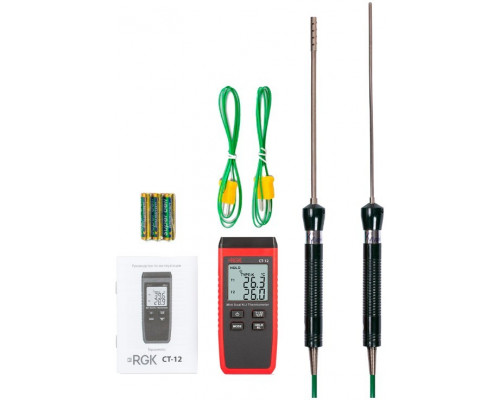 Измеритель температуры контактный RGK CT-12 с поверкой, комплект TR-10A и TR-10W